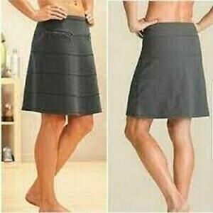 Athleta Strata Skirt A-Line Gray Cotton Zip Pockets Elastic Waist XS